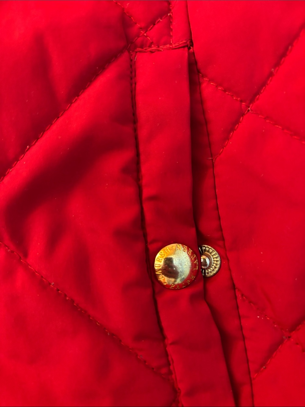 Lauren Ralph Lauren Quilted Bright Red Vest with Snap Pockets - Picture 3 of 5